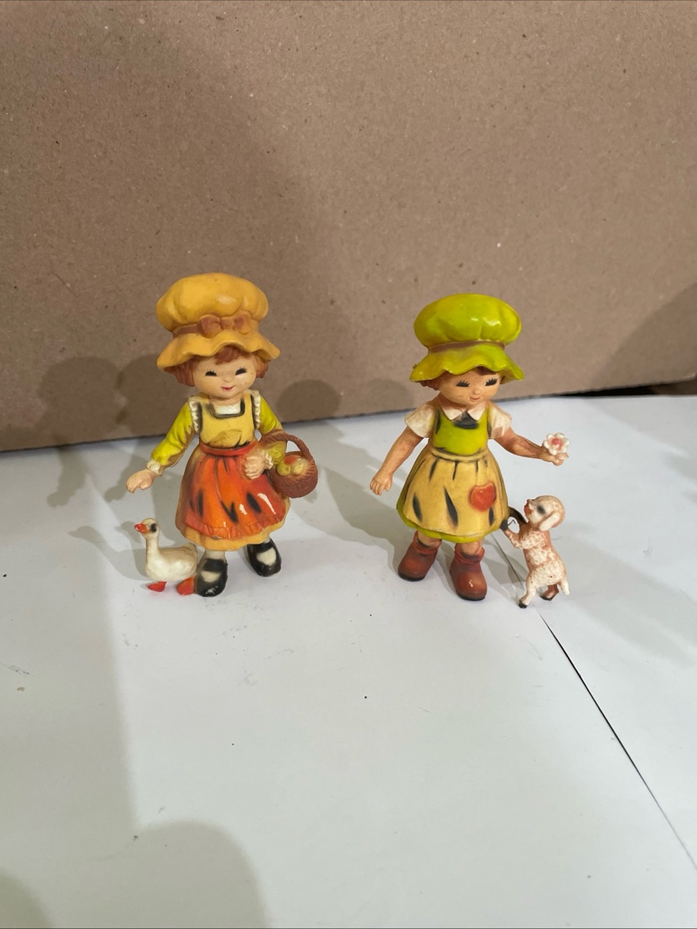Girl Figurine Painted Dog Animal Collectible Set of 2 Hong Kong